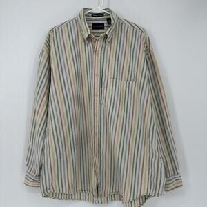 GANT Men’s Large Multicolor Stripe 100% Cotton Oxford Shirt Button Front L